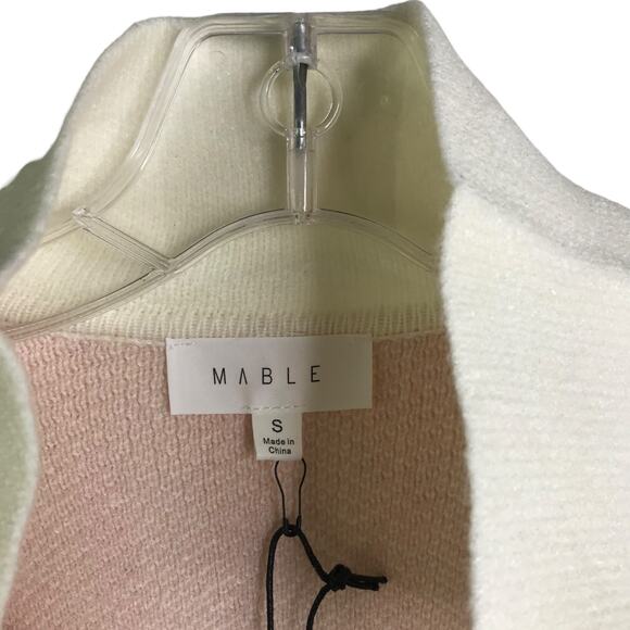 Mable Sweater Womens Sz S Pink Cream Chevron Long Sleeves V-Neck Collared NWT - Picture 2 of 10